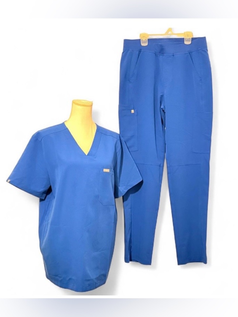 FIGS Royal Blue Scrub Set Medium V-Neck Top & Cargo Pants